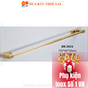 Thanh treo khăn đơn inox 304 mạ vàng BN 241V