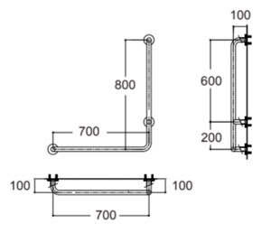 Thanh vịn chữ L bên trái Americanstandard HR-320570-01L