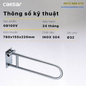 Thanh vịn Inox Caesar GB100V - Dành cho người khuyết tật