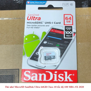 Thẻ nhớ Micro SD Sandisk 64Gb Class10