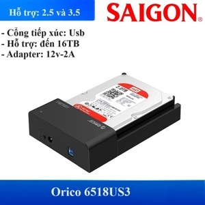 Thiết bị đọc ổ cứng 3.5'' và 2.5'' Orico 6518 USB 3.0