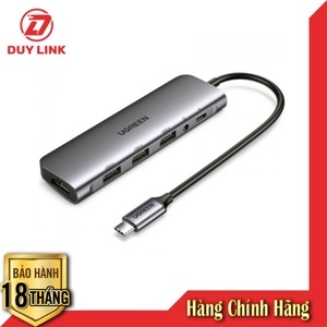 Thiết bị mở rộng 6 in 1 USB Type-C to HDMI/ Hub USB 3.0/ Audio 3.5mm/ Sạc PD  Ugreen 80132