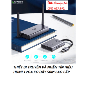 Thiết bị truyền nhận HDMI & VGA không dây 50M Ugreen 50633