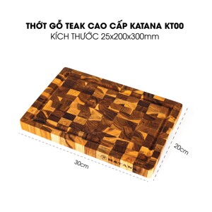 Thớt gỗ Teak đầu cây KATANA cỡ nhỏ KT00