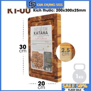 Thớt gỗ Teak đầu cây KATANA cỡ nhỏ KT00