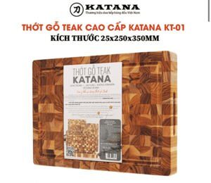 Thớt vuông gỗ Teak đầu cây KATANA cỡ nhỏ KT01