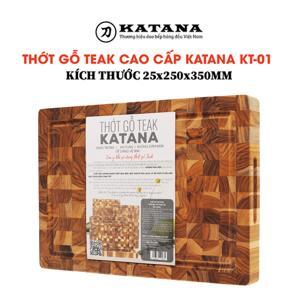 Thớt vuông gỗ Teak đầu cây KATANA cỡ nhỏ KT01