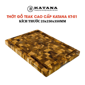 Thớt vuông gỗ Teak đầu cây KATANA cỡ nhỏ KT01