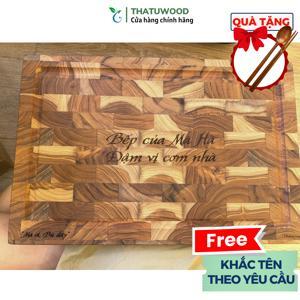 Thớt vuông gỗ Teak đầu cây KATANA cỡ nhỏ KT01