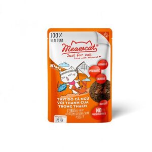 Thức ăn ướt cho mèo Meowcat Vị cá ngừ & thanh cua Jelly 70g