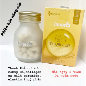 Thực phẩm bảo vệ sức khỏe innerb aqua rich doubleup (giúp giữ ẩm da sáng mịn từ axit hyaluronic) lọ 56 viên