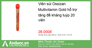 Thực phẩm chức năng bổ sung Vitamin Ossizan Multivitamin vị cam 20 viên