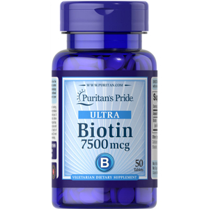 Thực phẩm hỗ trợ da, tóc, móng Ultra Biotin 7500mcg Puritan's Pride 50 Viên Của Mỹ