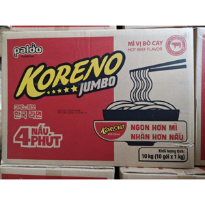 Thùng 10 túi Mì Koreno Jumbo bò cay 1kg