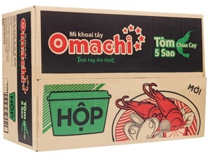 Thùng 12 hộp mì khoai tây Omachi tôm chua cay 5 sao 90g