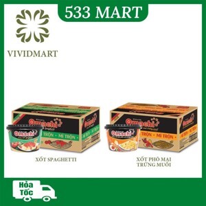 Thùng 12 hộp mì trộn Omachi xốt tôm phô mai trứng muối 105g