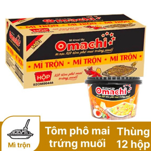 Thùng 12 hộp mì trộn Omachi xốt tôm phô mai trứng muối 105g