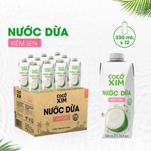 Thùng 12 hộp nước dừa xiêm sen Cocoxim 330ml