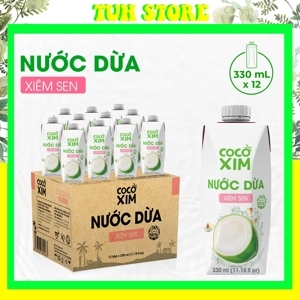 Thùng 12 hộp nước dừa xiêm sen Cocoxim 330ml