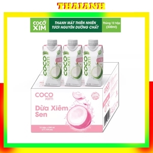 Thùng 12 hộp nước dừa xiêm sen Cocoxim 330ml