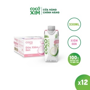 Thùng 12 hộp nước dừa xiêm sen Cocoxim 330ml