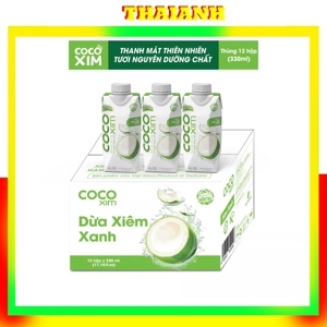 Thùng 12 hộp nước dừa xiêm xanh Cocoxim 330ml