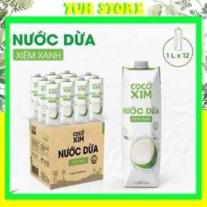 Thùng 12 hộp nước dừa xiêm xanh Cocoxim 1 lít