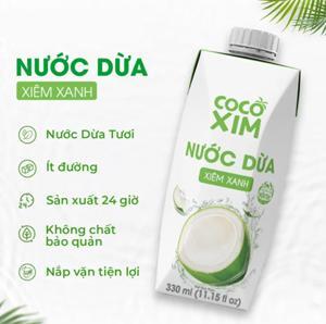 Thùng 12 hộp nước dừa xiêm xanh Cocoxim 330ml