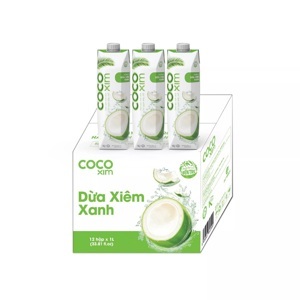 Thùng 12 hộp nước dừa xiêm xanh Cocoxim 1 lít