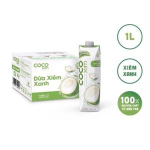 Thùng 12 hộp nước dừa xiêm xanh Cocoxim 1 lít