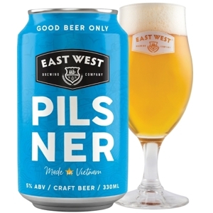 Thùng 12 lon bia East West Pacific Pilsner 330ml