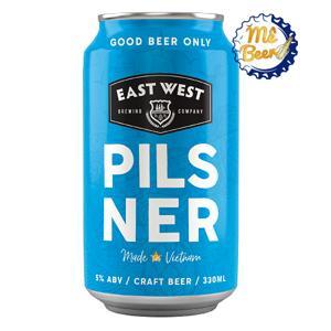 Thùng 12 lon bia East West Pacific Pilsner 330ml