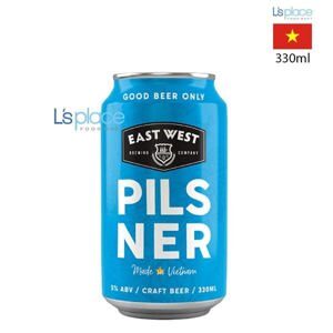 Thùng 12 lon bia East West Pacific Pilsner 330ml