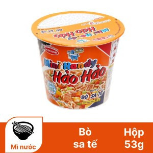 Thùng 12 ly mì ăn liền Mini Handy Hảo Hảo vị bò sa tế 53g