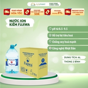 Thùng 2 chai nước uống i-on kiềm Fujiwa 6 lít