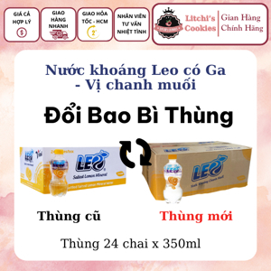 Thùng 24 chai nước khoáng có ga Leo vị chanh muối 350ml