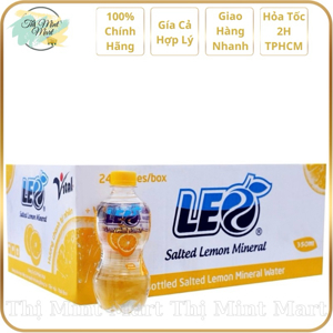 Thùng 24 chai nước khoáng có ga Leo vị chanh muối 350ml