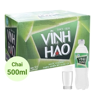 Thùng 24 chai nước khoáng có ga Vĩnh Hảo 500ml