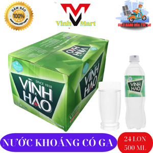 Thùng 24 chai nước khoáng có ga Vĩnh Hảo 500ml