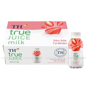 Thùng 24 chai nước uống sữa trái cây TH True Juice Milk dâu 300ml