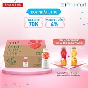 Thùng 24 chai nước uống sữa trái cây TH True Juice Milk dâu 300ml