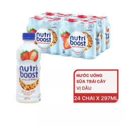 Thùng 24 chai sữa trái cây Nutriboost hương dâu 297ml