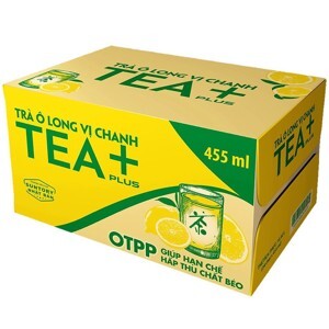 Thùng 24 chai trà ô long Tea Plus vị chanh 455ml