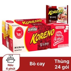 Thùng 24 gói mì Koreno vị bò cay 100g