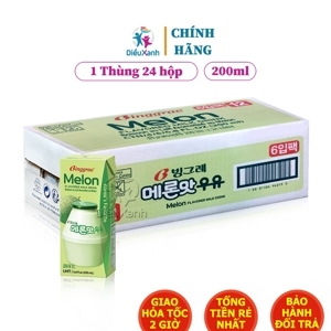 Thùng 24 hộp sữa tươi tiệt trùng hương dưa lưới Binggrae 200ml