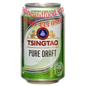 Thùng 24 lon bia Tsingtao Pure Draft lon 330ml