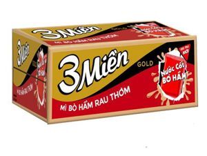 Thùng 30 gói mì 3 Miền Gold bò hầm rau thơm 75g