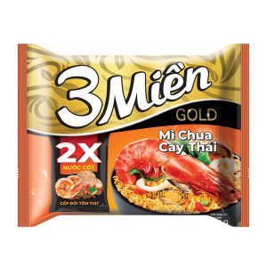 Thùng 30 gói mì 3 Miền Gold tôm chua cay đặc biệt 75g