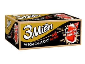 Thùng 30 gói mì 3 Miền Gold tôm chua cay đặc biệt 75g