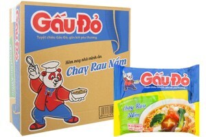 Thùng 30 gói mì Gấu Đỏ chay rau nấm 62gr